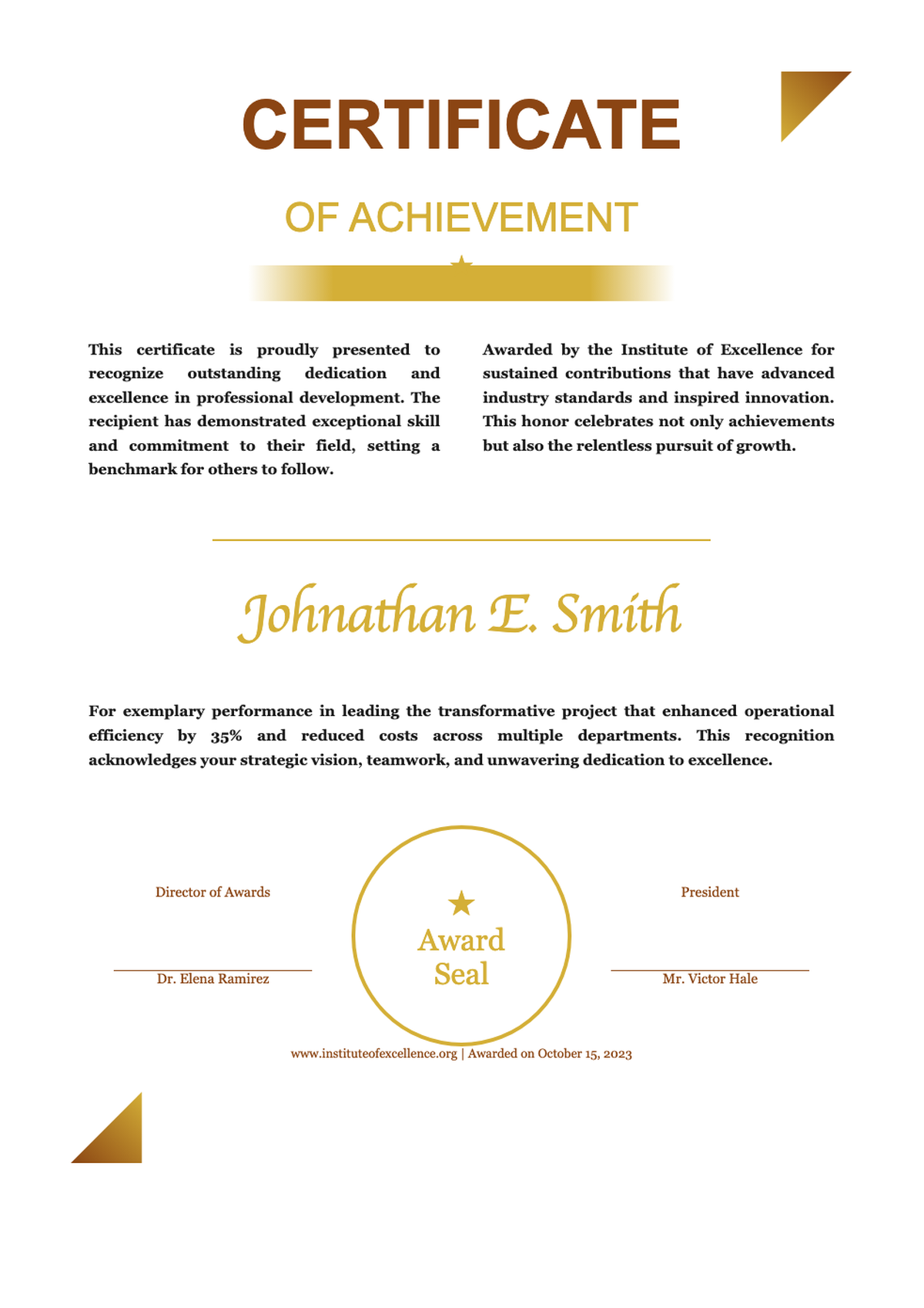 Elegant certificate of achievement with gold accents and signature lines_variant_1